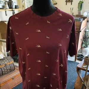 Ping Pong TShirt Maroon- Brown/Red Birds L, Quality Material, Soft